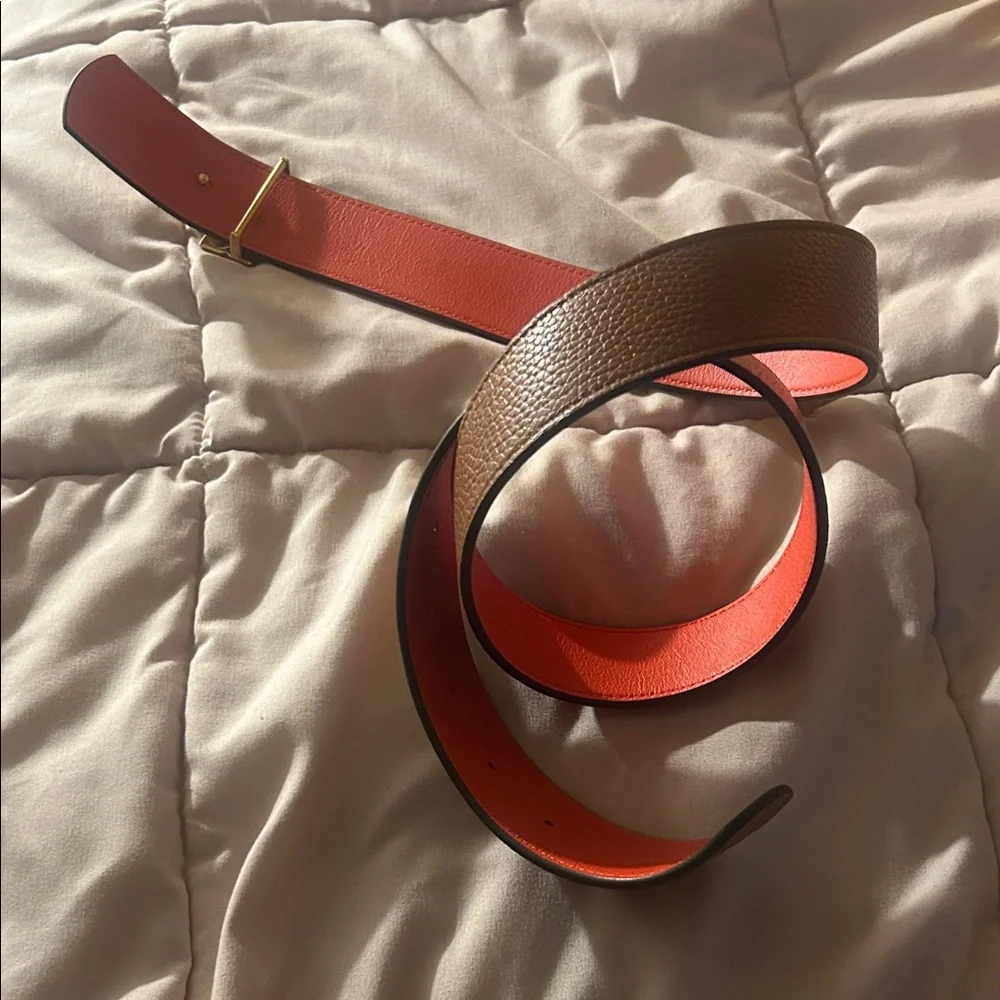 NWOT Tory Burch Logo Classic Tan/Orange Reversible Belt